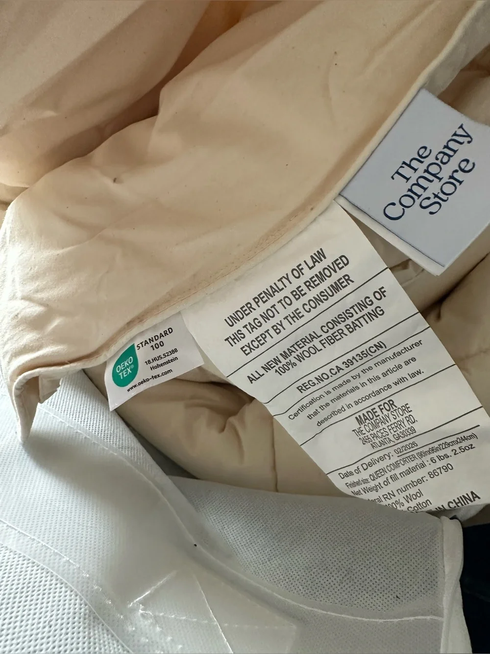 The Company Store All Seasons New Zealand Wool Comforter Full/ Queen Retail $344